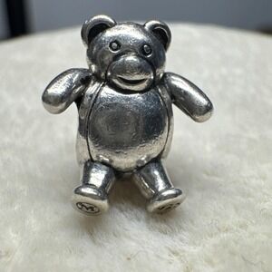925 Sterling‎ Silver Teddy Bear Slide On Bead Charm European Bracelet